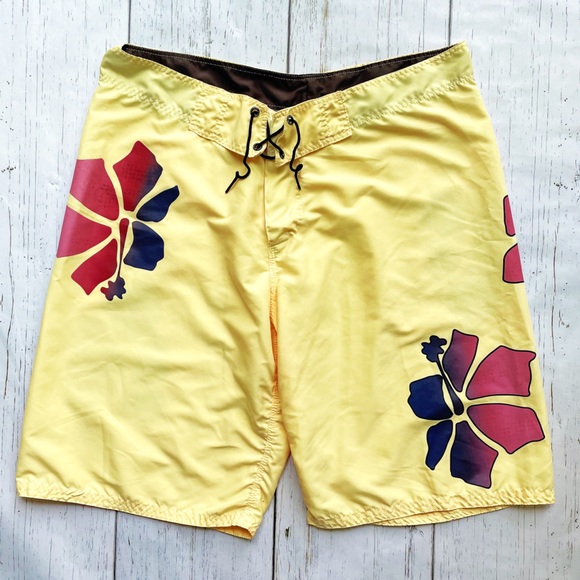 Billabong Other - Billabong Men’s Factory Stretch Floral Print Yellow Liner less Board Shorts 38